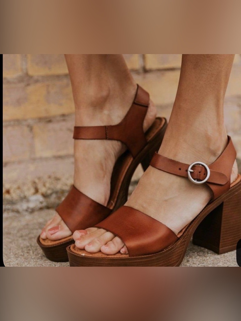 Roolee Uma Women’s Brown Leather Platform Sandals with Ankle Strap NWOT